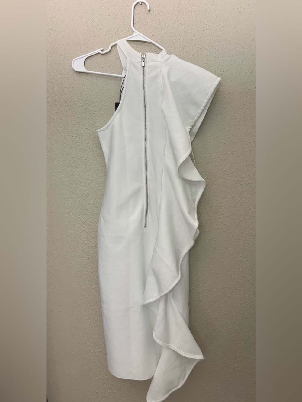 Fashion Nova White One-Shoulder Ruffle Midi Dress - Picture 4 of 7